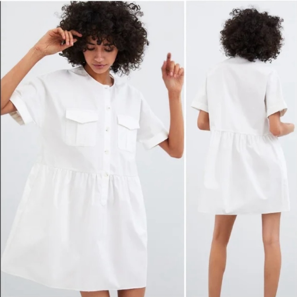 Zara White Poplin Dress